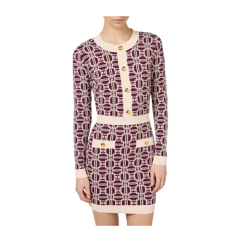 Elisabetta Franchi Abito corto Abito Donna con logo jacquard Panna bordeaux A24 - ELISABETTA FRANCHIAM31B47E2 - CI8 - 42 - Francavilla Moda