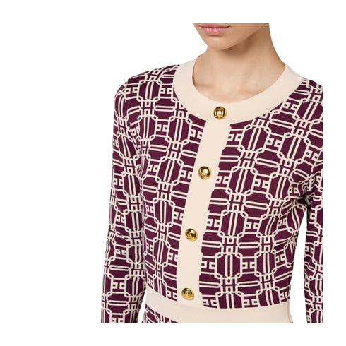 Elisabetta Franchi Abito corto Abito Donna con logo jacquard Panna bordeaux A24 - ELISABETTA FRANCHIAM31B47E2 - CI8 - 42 - Francavilla Moda
