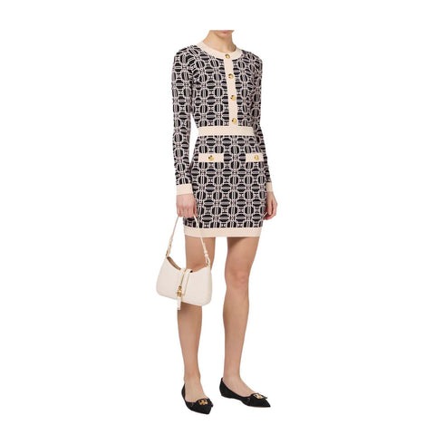 Elisabetta Franchi Abito corto Abito Donna con logo jacquard Nero burro - Francavilla Moda
