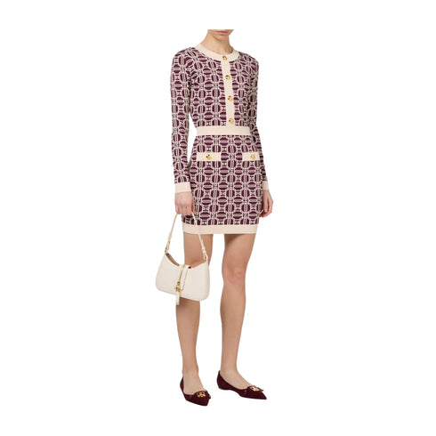 Elisabetta Franchi Abito corto Abito Donna con logo jacquard Panna bordeaux A24 - ELISABETTA FRANCHIAM31B47E2 - CI8 - 42 - Francavilla Moda