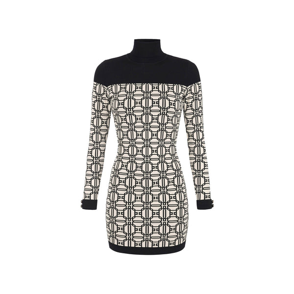 ELISABETTA FRANCHI Abito corto Abito Donna dolcevita in maglia Burro nero - Francavilla Moda