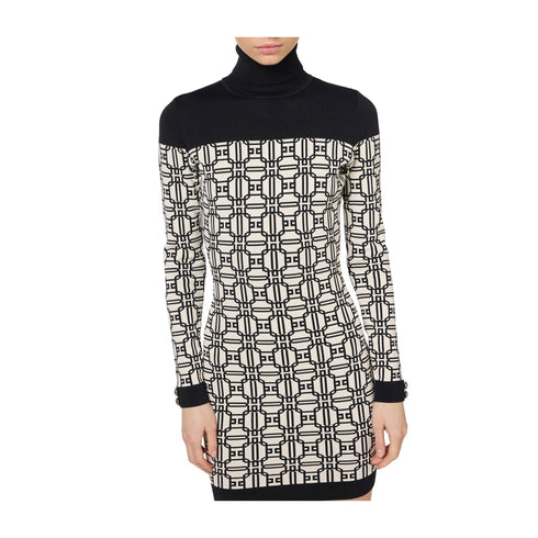 ELISABETTA FRANCHI Abito corto Abito Donna dolcevita in maglia Burro nero - Francavilla Moda