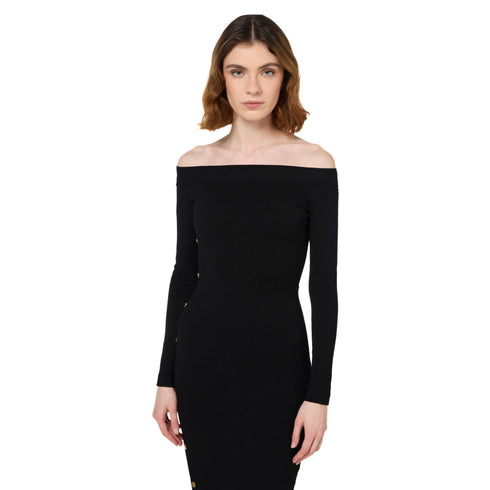 Elisabetta Franchi Abito corto Abito Donna doppiopetto a V Nero - Francavilla Moda