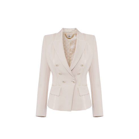 Elisabetta Franchi Giacca blazer Blazer Donna crêpe doppiopetto Burro - Francavilla Moda