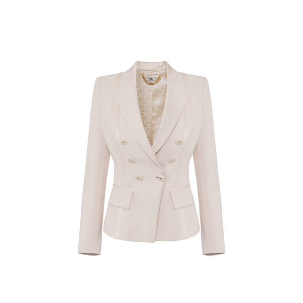 Elisabetta Franchi Giacca blazer Blazer Donna crêpe doppiopetto Burro - Francavilla Moda