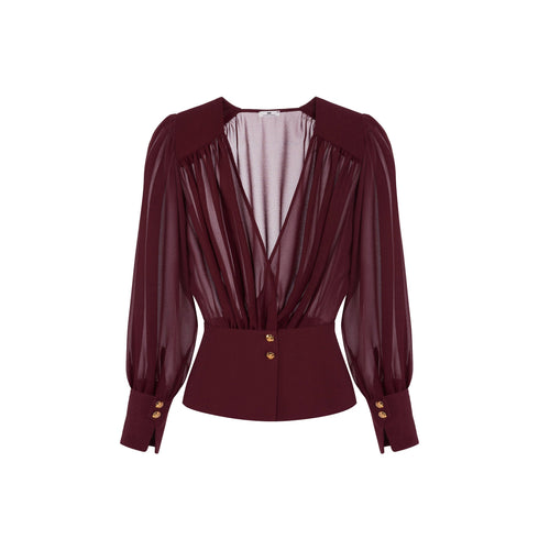 Elisabetta Franchi Blusa Blusa Donna con baschina Rouge noir A24 - ELISABETTA FRANCHICA07947E2 - CG3 - 36 - Francavilla Moda