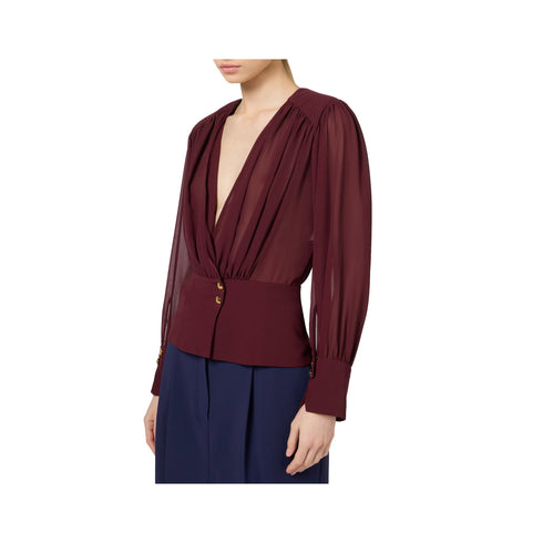 Elisabetta Franchi Blusa Blusa Donna con baschina Rouge noir A24 - ELISABETTA FRANCHICA07947E2 - CG3 - 36 - Francavilla Moda
