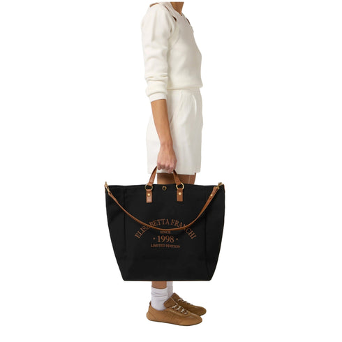 Elisabetta Franchi Shopper Borsa tote Donna in canvas con tracolla UNI P26-ELISABETTA FRANCHIBS14A62E2-B58-UNI - Francavilla Moda