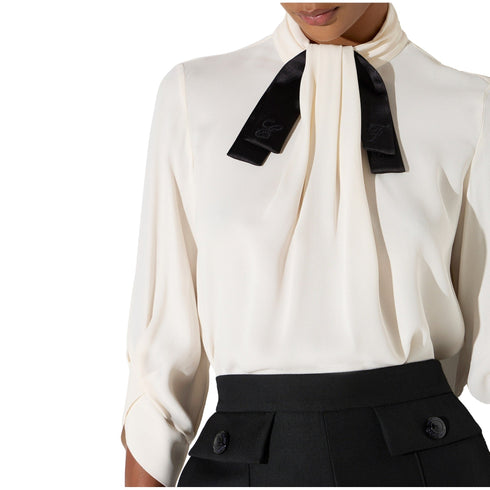Elisabetta Franchi Camicia elegante Camicia Donna 3/4 con cravattina 40 - Francavilla Moda