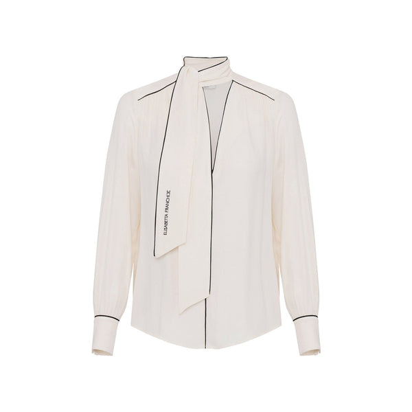 Elisabetta Franchi Camicia elegante Camicia Donna con sciarpa Burro nero - Francavilla Moda