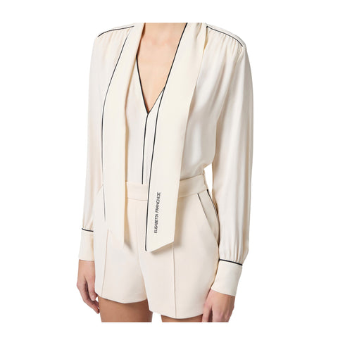 Elisabetta Franchi Camicia elegante Camicia Donna con sciarpa Burro nero - Francavilla Moda