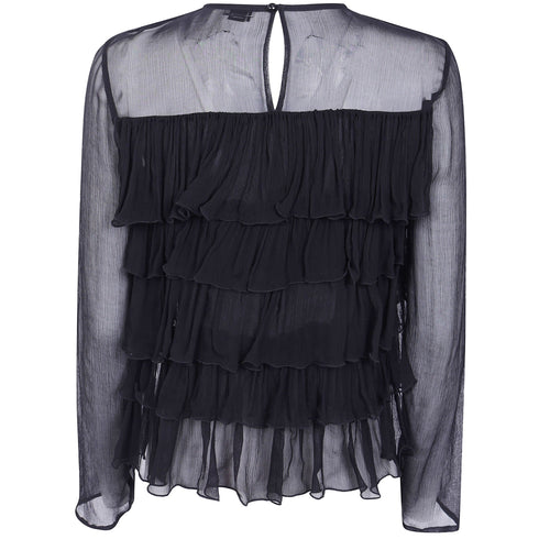 Elisabetta Franchi Camicia elegante Camicia Donna corta con volants 40 - Francavilla Moda