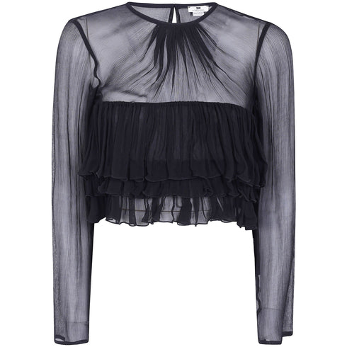 Elisabetta Franchi Camicia elegante Camicia Donna corta con volants 40 - Francavilla Moda
