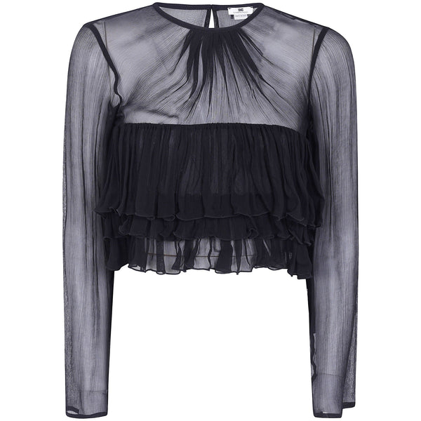 Elisabetta Franchi Camicia elegante Camicia Donna corta con volants 40 - Francavilla Moda