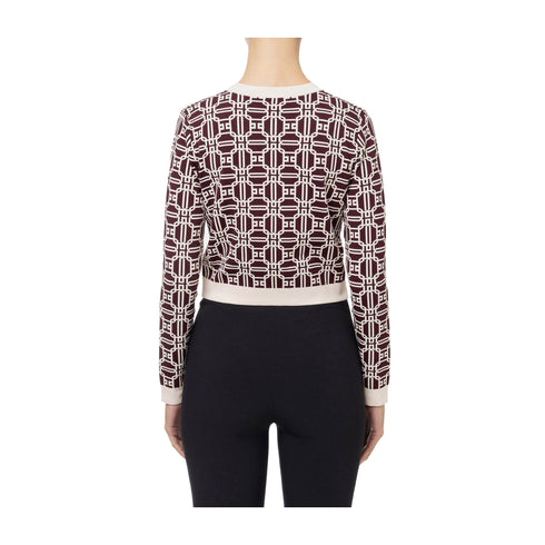 ELISABETTA FRANCHI Cardigan Cardigan Donna con taschine frontali Panna bordeau - Francavilla Moda