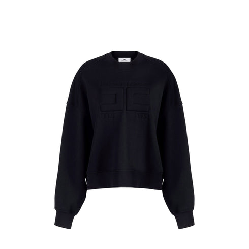 Elisabetta Franchi Felpa giro Felpa girocollo Donna con logo sur ton 40 - Francavilla Moda