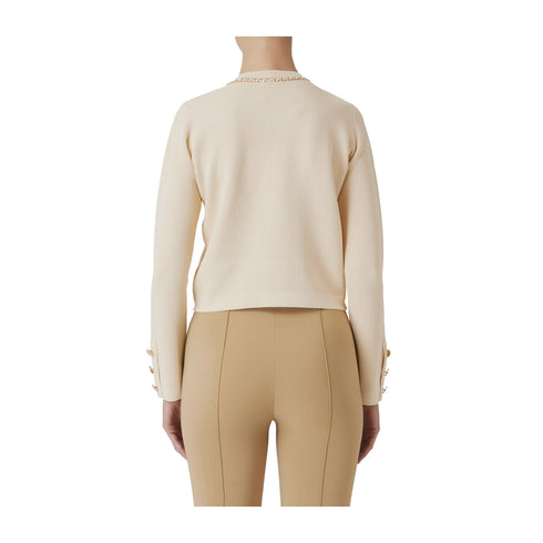 Elisabetta Franchi Giacca Giacca Donna cropped con catena Crema - Francavilla Moda
