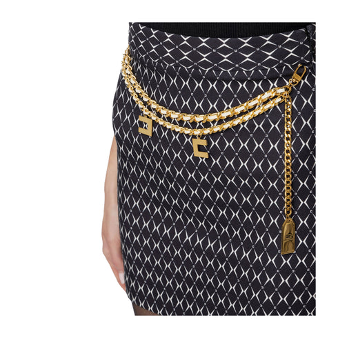 Elisabetta Franchi Gonna corta Gonna Donna con catena e charm Nero burro A24 - ELISABETTA FRANCHIGOS3646E2 - 685 - 42 - Francavilla Moda