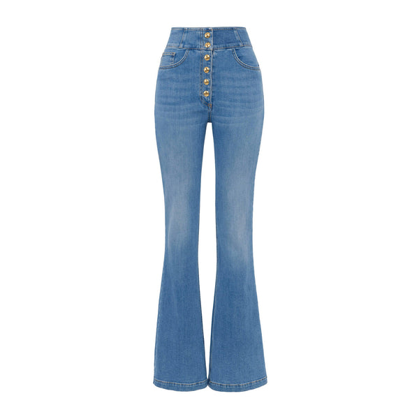 Elisabetta Franchi Jeans Jeans Donna cinque tasche flare Light blu - Francavilla Moda