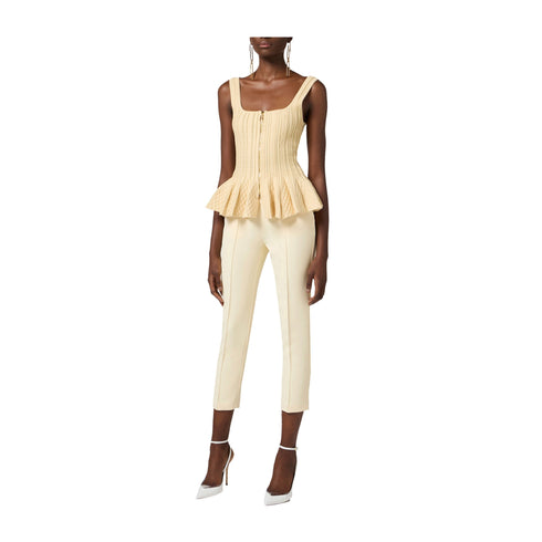 Elisabetta Franchi Pantaloni Pantalone Donna alla caviglia Lemonade P25 - ELISABETTA FRANCHIPA07651E2 - DC7 - 42 - Francavilla Moda