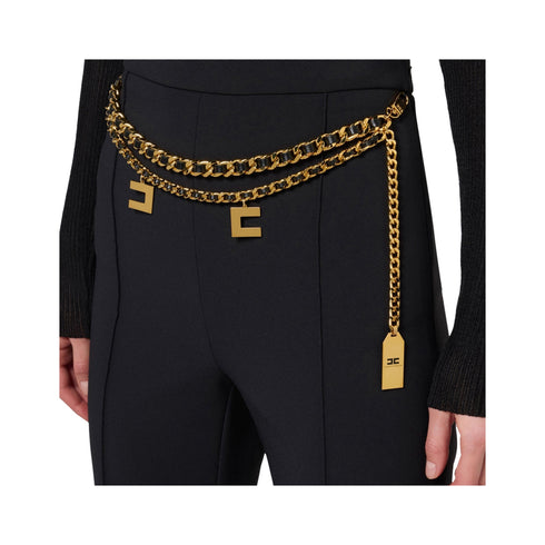 Elisabetta Franchi Pantaloni Pantalone Donna catena e charm Nero - Francavilla Moda