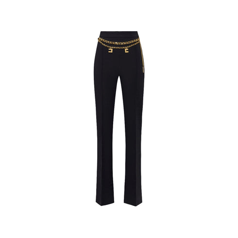 Elisabetta Franchi Pantaloni Pantalone Donna catena e charm Nero - Francavilla Moda
