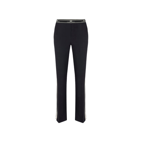 Elisabetta Franchi Pantaloni Pantalone Donna con spacchi Nero panna - Francavilla Moda