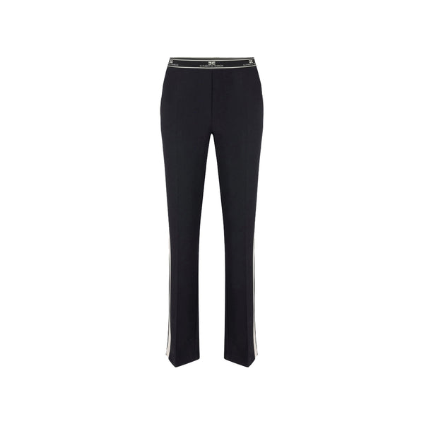Elisabetta Franchi Pantaloni Pantalone Donna con spacchi Nero panna - Francavilla Moda