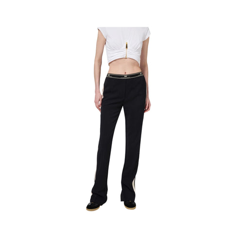 Elisabetta Franchi Pantaloni Pantalone Donna con spacchi Nero panna - Francavilla Moda