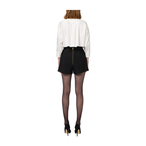 Elisabetta Franchi Shorts Shorts Donna tweed con catena Nero A24 - ELISABETTA FRANCHISH00947E2 - 110 - 40 - Francavilla Moda
