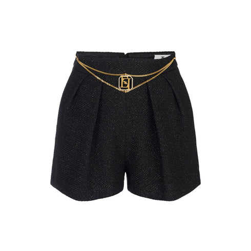 Elisabetta Franchi Shorts Shorts Donna tweed con catena Nero A24 - ELISABETTA FRANCHISH00947E2 - 110 - 40 - Francavilla Moda