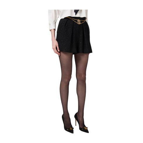 Elisabetta Franchi Shorts Shorts Donna tweed con catena Nero A24 - ELISABETTA FRANCHISH00947E2 - 110 - 40 - Francavilla Moda