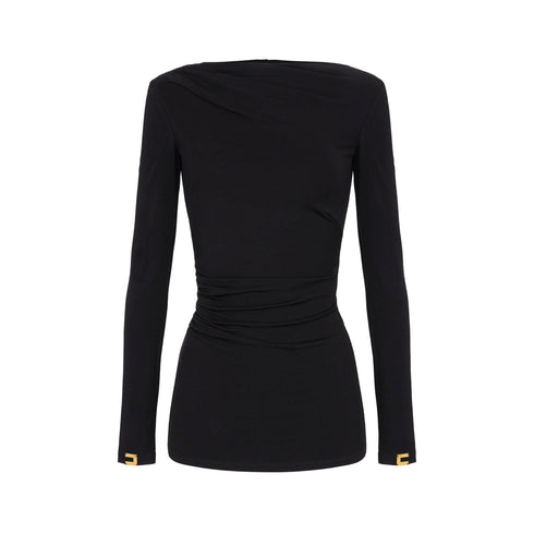 Elisabetta Franchi T-shirt T-shirt Donna con drappeggio Nero - Francavilla Moda