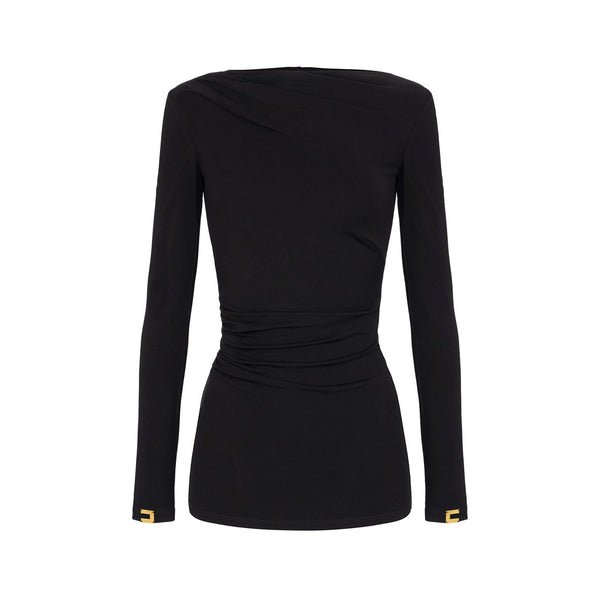 Elisabetta Franchi T-shirt T-shirt Donna con drappeggio Nero - Francavilla Moda