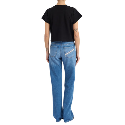 Elisabetta Franchi T-shirt mm T-shirt Donna cropped con scritte a rilievo 40 - Francavilla Moda