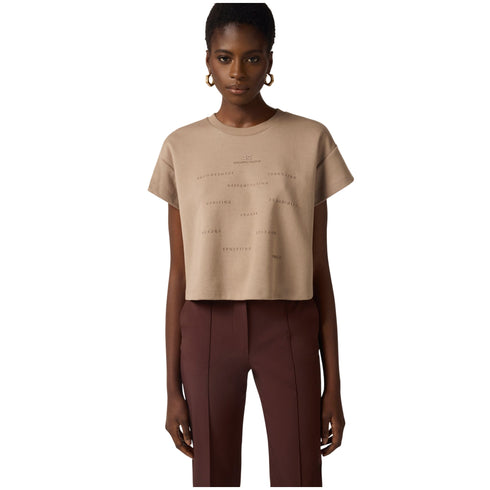 Elisabetta Franchi T-shirt mm T-shirt Donna cropped con scritte a rilievo 40 P26-ELISABETTA FRANCHIMA73D61E2-229-40 - Francavilla Moda