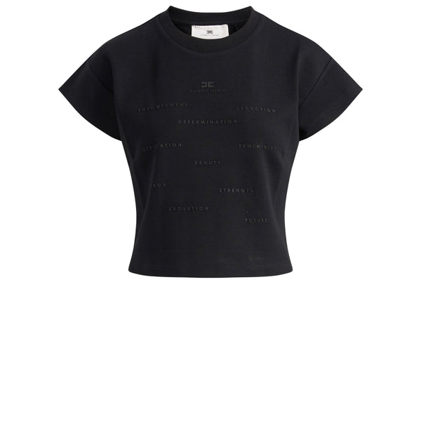 Elisabetta Franchi T-shirt mm T-shirt Donna cropped con scritte a rilievo 40 - Francavilla Moda