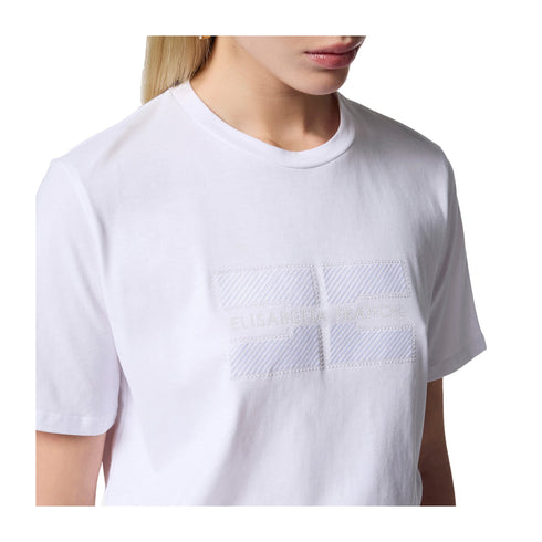 Elisabetta Franchi T-shirt T-shirt Donna logo tono su tono Gesso - Francavilla Moda