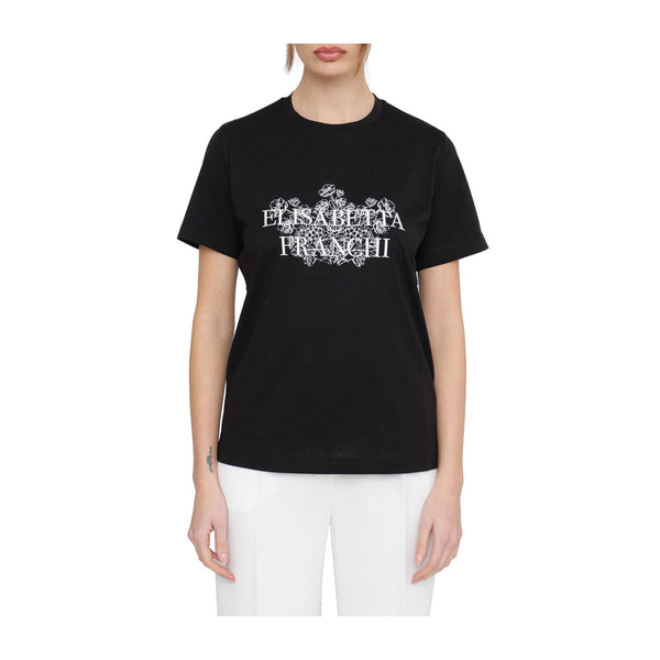 Elisabetta Franchi T-shirt T-shirt Donna scritta e ricamo 40 - Francavilla Moda