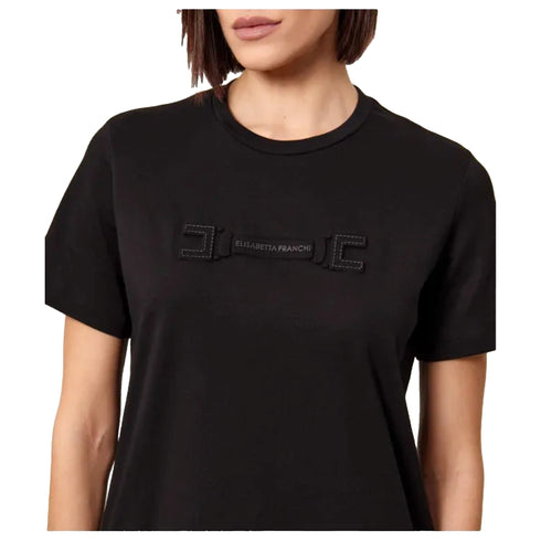 Elisabetta Franchi T-shirt T-shirt Donna tinta unita con logo gommato 40 - Francavilla Moda