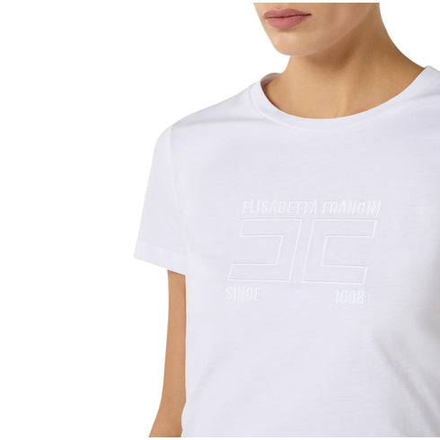 Elisabetta Franchi T-shirt mm T-shirt Donna tinta unita con logo sur ton 40 P26-ELISABETTA FRANCHIMA71G61E2-270-40 - Francavilla Moda