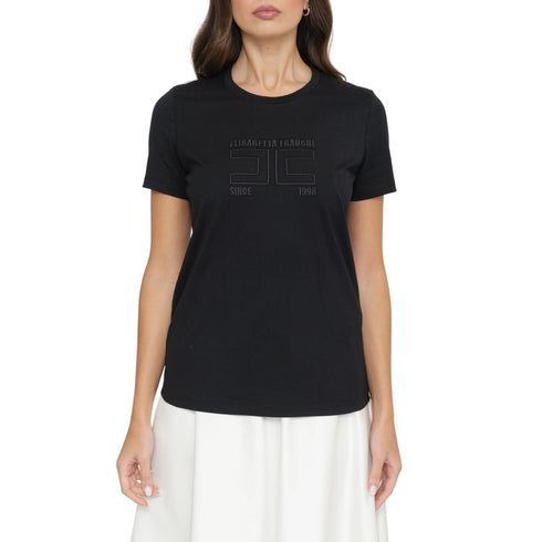 Elisabetta Franchi T-shirt mm T-shirt Donna tinta unita con logo sur ton 40 - Francavilla Moda