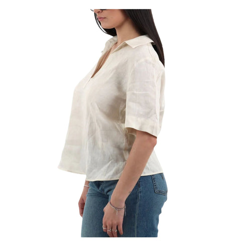 Emme Marella Camicia corta Camicia Donna a V in lino 42 - Francavilla Moda
