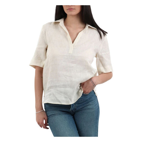 Emme Marella Camicia corta Camicia Donna a V in lino 42 - Francavilla Moda