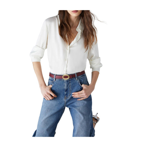 EMME MARELLA Camicia elegante Camicia Donna in raso tinta unita Bianco - Francavilla Moda
