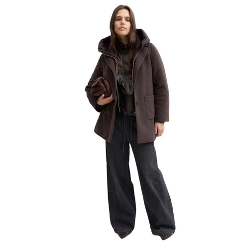 Emme Marella Cappottino Cappotto Donna monopetto con cappuccio 40 A26-EMME MARELLAEMMCUORE-009-40 - Francavilla Moda
