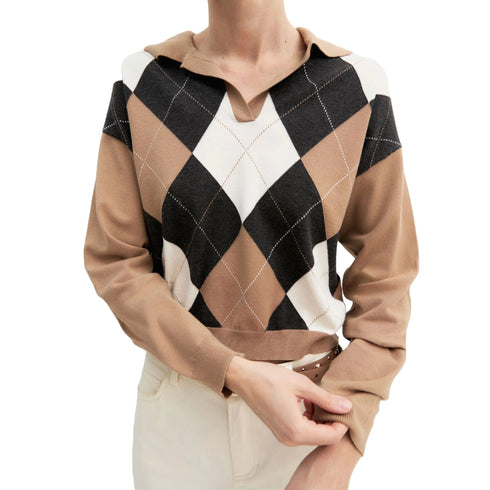 Emme Marella Maglia Maglia Donna a polo con rombi S A26-EMME MARELLAEMMOTTANTA-007-S - Francavilla Moda