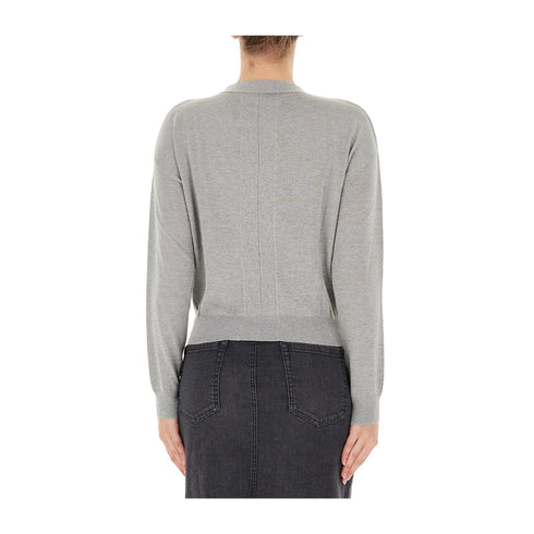 EMME MARELLA Maglia Maglia Donna a V in tessuto lavorato Grigio - Francavilla Moda