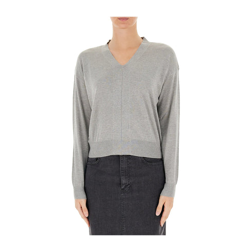 EMME MARELLA Maglia Maglia Donna a V in tessuto lavorato Grigio - Francavilla Moda