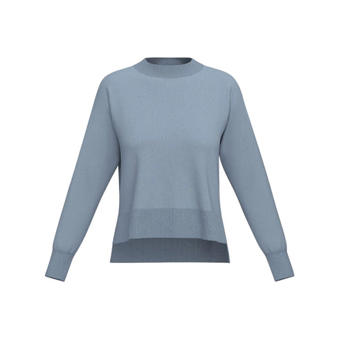 EMME MARELLA Pullover Maglia Donna con spacchi laterali Celeste - Francavilla Moda